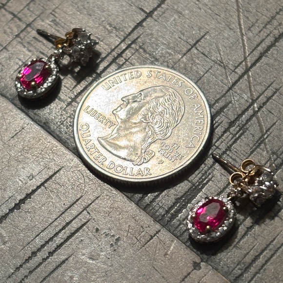 Ruby and Diamond Earrings made with 925 Sterling Silver. #179 - Picture 7 of 8